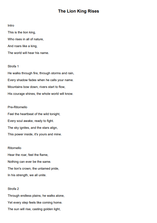 Song: The Lion King Rises